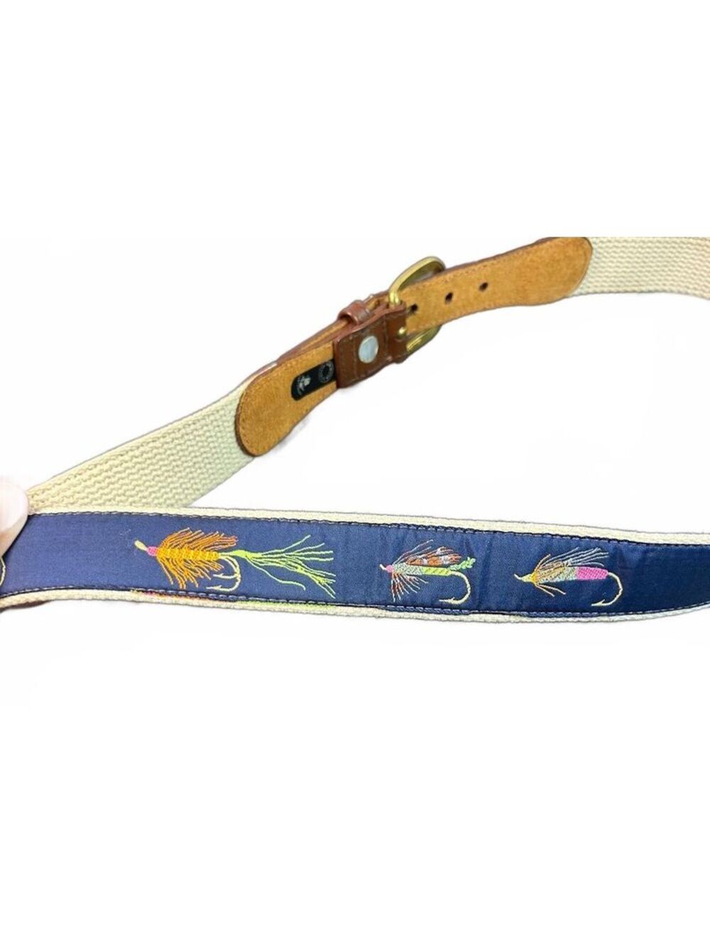 Vtg Canterbury New Zealand Fly Fishing Belt -Silk Leather Brass 36 PROJECT PIECE
